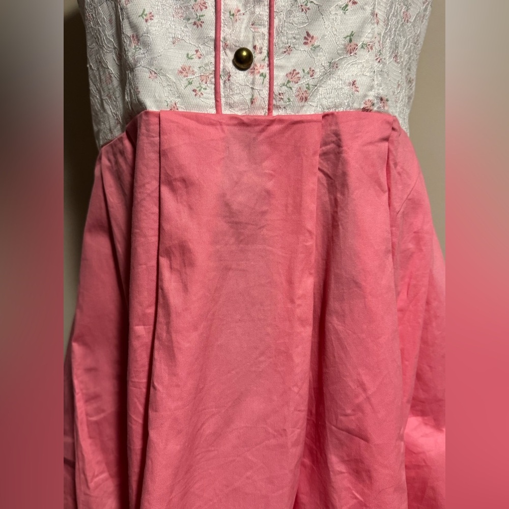 NWT Scarlet Darkness Pink and White Square Neckline Floral Dress size large - Picture 5 of 12